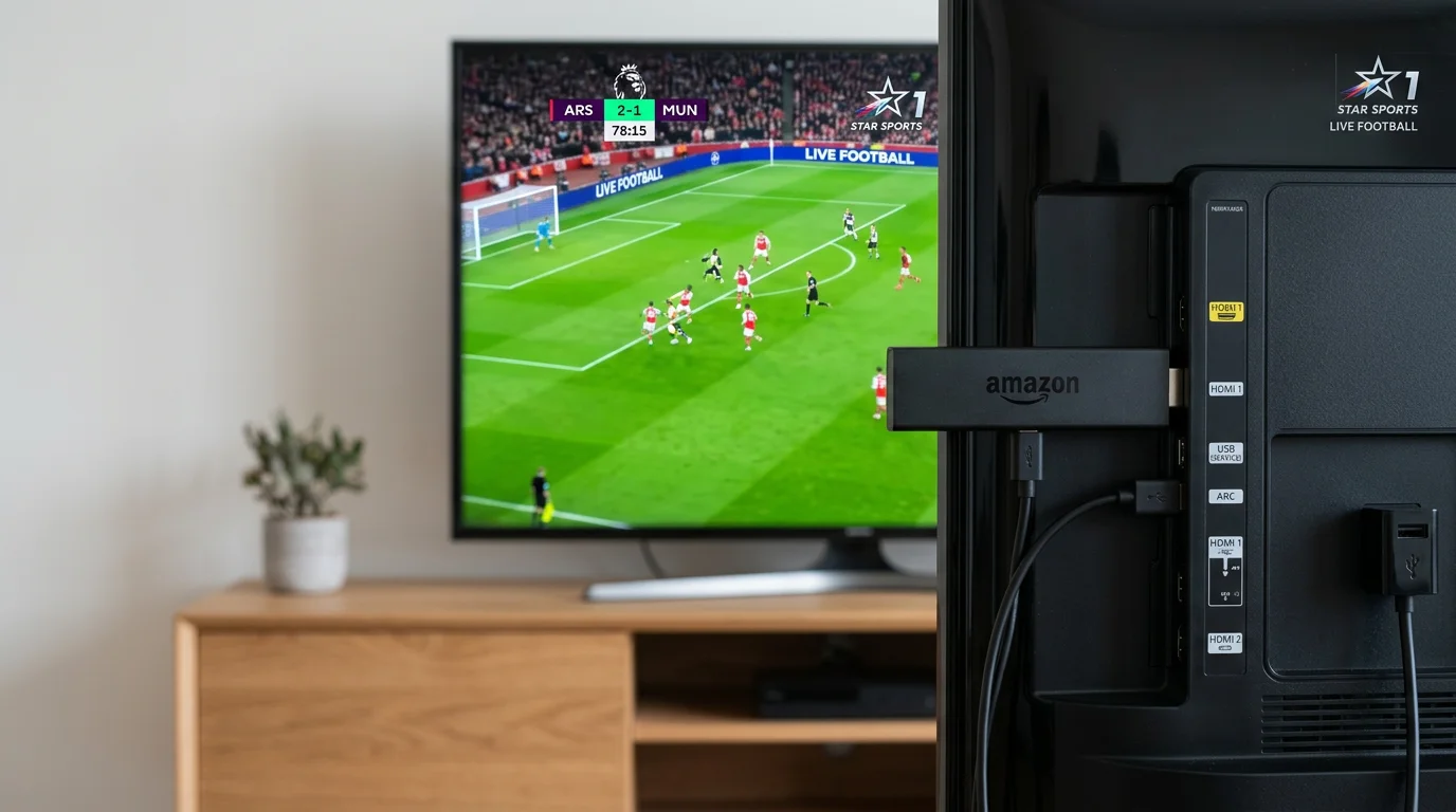 Firestick device connected to TV showing sports