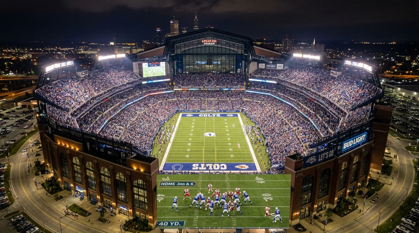 NFL American football stadium at night with crowd